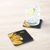 Elegant & Stylish Sunflower Floral Monogramed Bier Onderzetter (Rechterzijde)