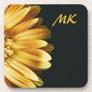 Elegant & Stylish Sunflower Floral Monogramed Bier Onderzetter