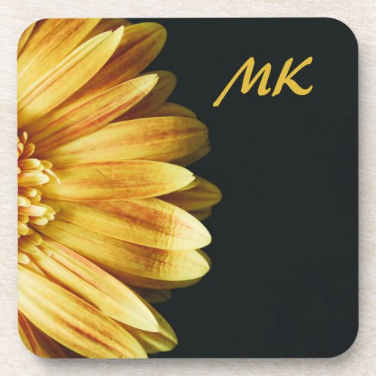 Elegant & Stylish Sunflower Floral Monogramed Bier Onderzetter (Voorkant)