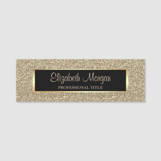Elegant Stylish Trendy Gold Glitter, Lijst Naamplaatje (Voorkant)