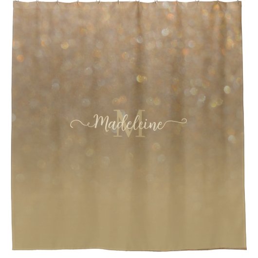 Elegant Stylish Trendy Gold Ombre Glitter Monogram Douchegordijn (Voorkant)