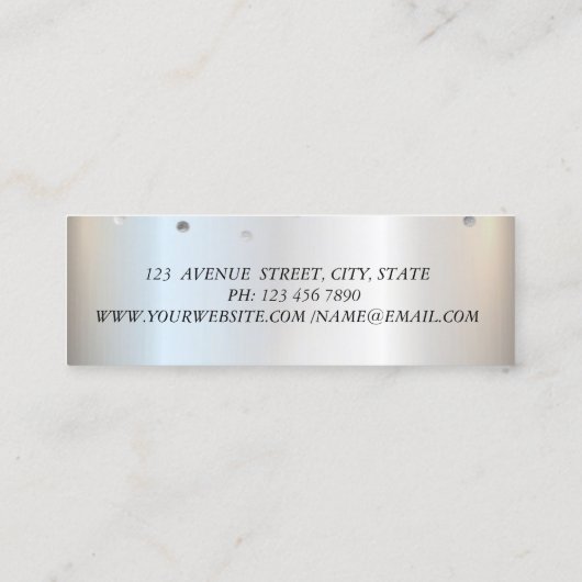 Elegant Stylish Trendy, Silver Confetti Mini Visitekaartje (Achterkant)