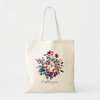 Elegant Stylish Vintage Roses Bouquet Wedding Tote Bag