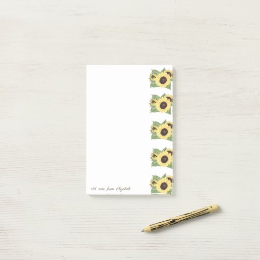 Elegant Stylish Waterverf Sunflower Post-it® Notes (Op bureau)