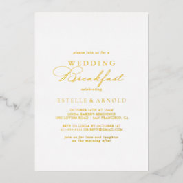 Elegant Stylish Wedding Breakfast Gold Folie Uitnodiging