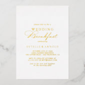 Elegant Stylish Wedding Breakfast Gold Folie Uitnodiging (Voorkant)