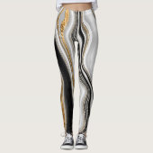 Elegant Stylish White Marble Leggings (Voorkant)