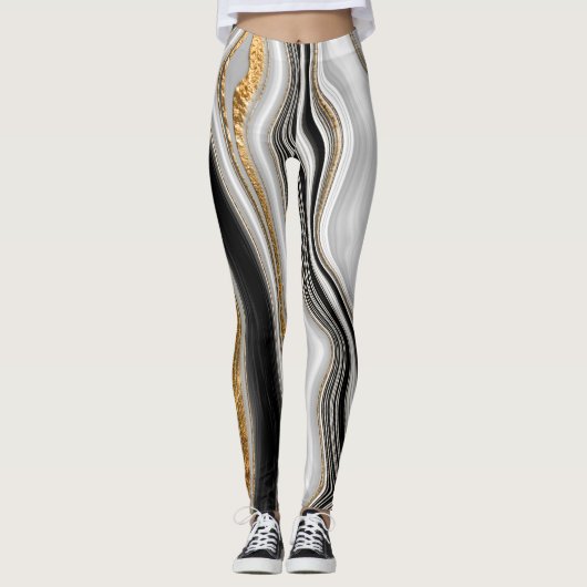 Elegant Stylish White Marble Leggings (Voorkant)