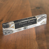 Elegant Stylish White Marble Naambordje (Zijkant)