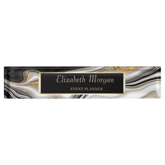 Elegant Stylish White Marble Naambordje (Voorkant)