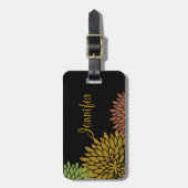 Elegant stylized Chrysanthemums Custom Bagagelabel (Voorkant verticaal)