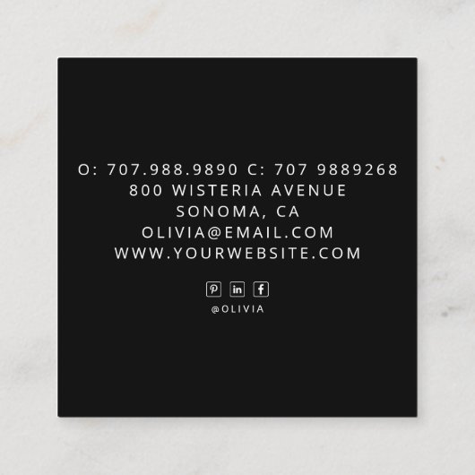 Elegant Stylized Mandala  Vierkante Visitekaartje (Achterkant)