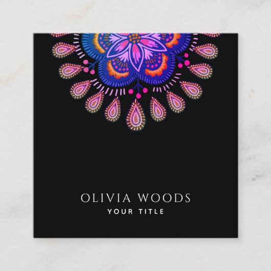 Elegant Stylized Mandala  Vierkante Visitekaartje (Voorkant)