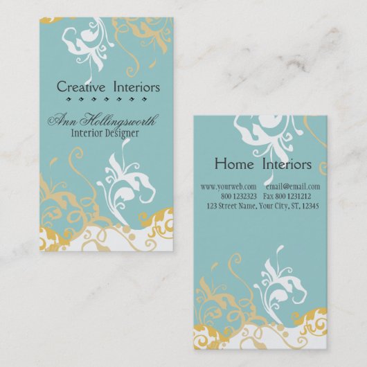 Elegant subtiel artistiek veeg pastel blauw Daylil Visitekaartje (Voorkant / Achterkant)