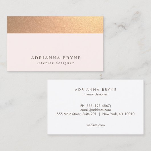 Elegant subtiel Gold Glitter Licht Roze Visitekaartje (Voorkant / Achterkant)