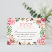 Elegant subtle Chic Pink Floral Meal Choices RSVP (Staand voorkant)