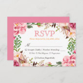 Elegant subtle Chic Pink Floral Meal Choices RSVP (Voorkant / Achterkant)