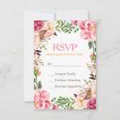 Elegant subtle Chic Pink Floral RSVP Respond Kaart (Voorkant)