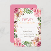 Elegant subtle Chic Pink Floral RSVP Respond Kaart (Voorkant / Achterkant)