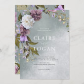 Elegant Subtle Green Floral Wedding Kaart (Voorkant / Achterkant)