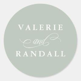 Elegant Subtle Green Wedding Envelope Seal Ronde Sticker