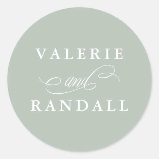 Elegant Subtle Green Wedding Envelope Seal Ronde Sticker (Voorkant)