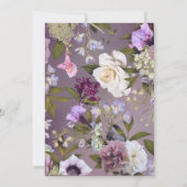 Elegant subtle Paarse Floral Wedding Kaart (Achterkant)