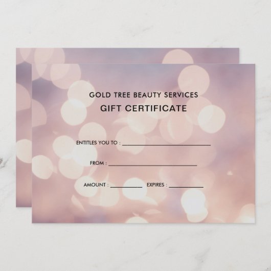 Elegant Subtle Pink Bokeh | Cadeaubon (Voorkant / Achterkant)