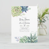 Elegant succulent Baby shower Kaart (Staand voorkant)