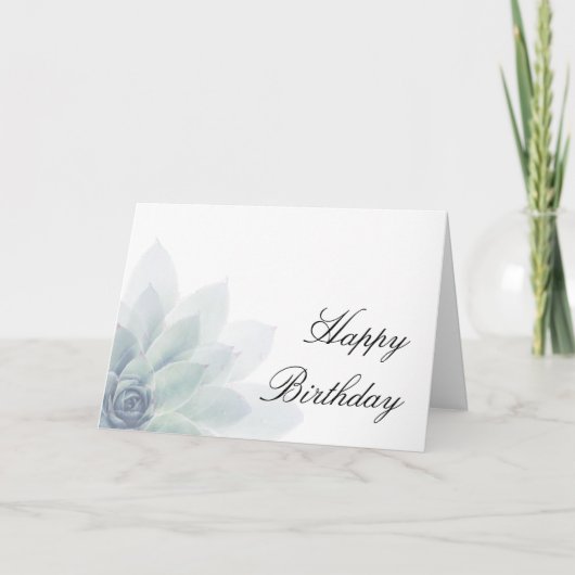 Elegant Succulent Birthday Kaart (Voorkant)