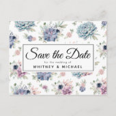 Elegant  Succulent Bloemen Save the Date Aankondigingskaart (Voorkant)