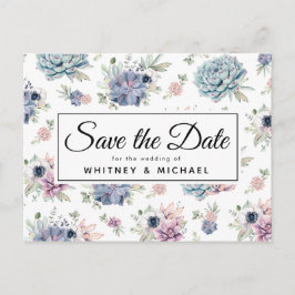 Elegant  Succulent Bloemen Save the Date Aankondigingskaart