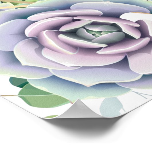Elegant Succulent Bruiloft Welkomstbord Poster (Hoek)