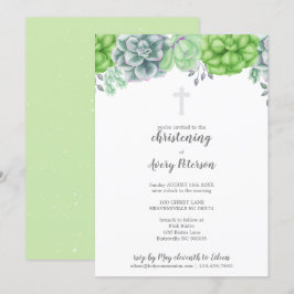 Elegant Succulent Cross Christening Religieuze Kaart