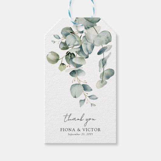 Elegant Succulent Eucalyptus Greenery Wedding Cadeaulabel (Voorkant)