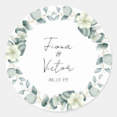 Elegant Succulent Eucalyptus Greenery Wedding Ronde Sticker (Voorkant)