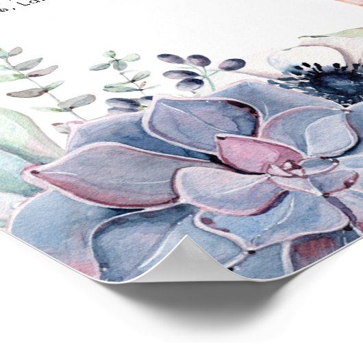 Elegant Succulent Floral Wedding Seating Chart Poster (Hoek)