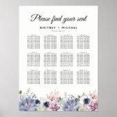 Elegant Succulent Floral Wedding Seating Chart Poster (Voorkant)
