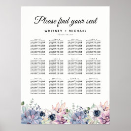 Elegant Succulent Floral Wedding Seating Chart Poster
