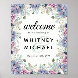 Elegant  Succulent Floral Welkom bruiloft Poster