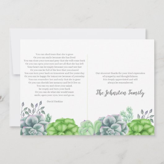 Elegant Succulent Garden in het houden van geheuge Bedankkaart