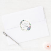 Elegant Succulent Gold Frame Wedding Ronde Sticker (Envelop)
