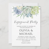 Elegant Succulent Greenery Engagement Party Kaart (Voorkant)