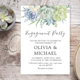 Elegant Succulent Greenery Engagement Party Kaart