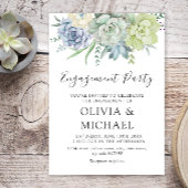 Elegant Succulent Greenery Engagement Party Kaart