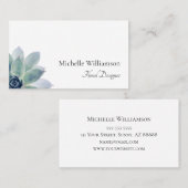 Elegant Succulent Greenery Script Typografie Visitekaartje (Voorkant / Achterkant)