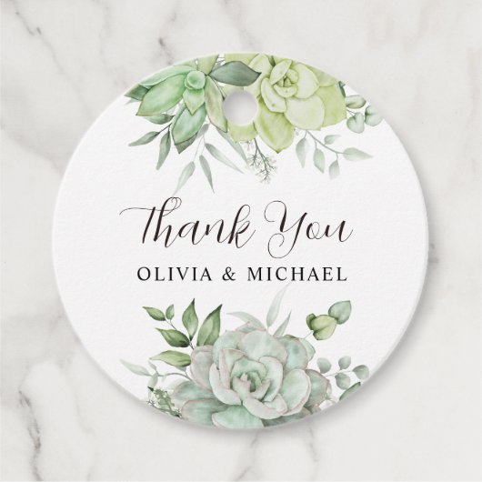 Elegant Succulent Greenery Wedding Bedankt Bedankjes Labels (Voorkant)