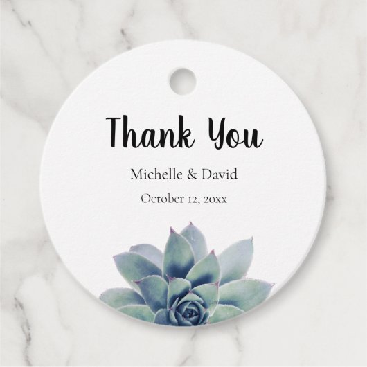 Elegant Succulent Greenery Wedding Bedankt Bedankjes Labels (Voorkant)