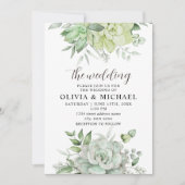 Elegant Succulent Greenery Wedding Invitation Kaart (Voorkant)