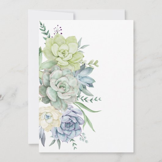 Elegant Succulent Greenery Wedding Invitation Kaart (Achterkant)